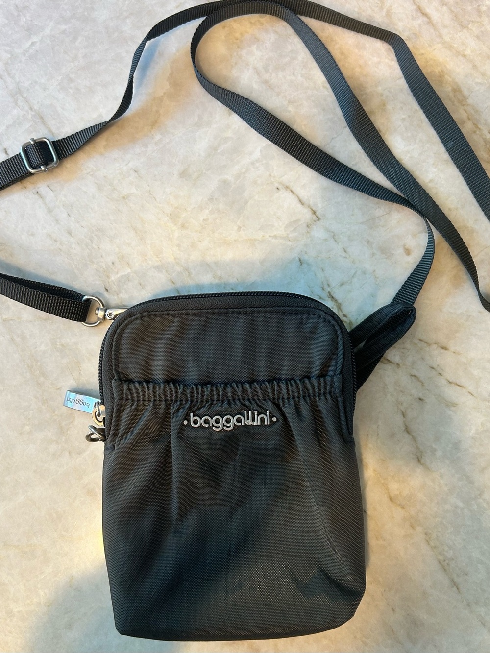 Baggallini RFID Crossbody Travel Bag Charcoal Gray Nylon